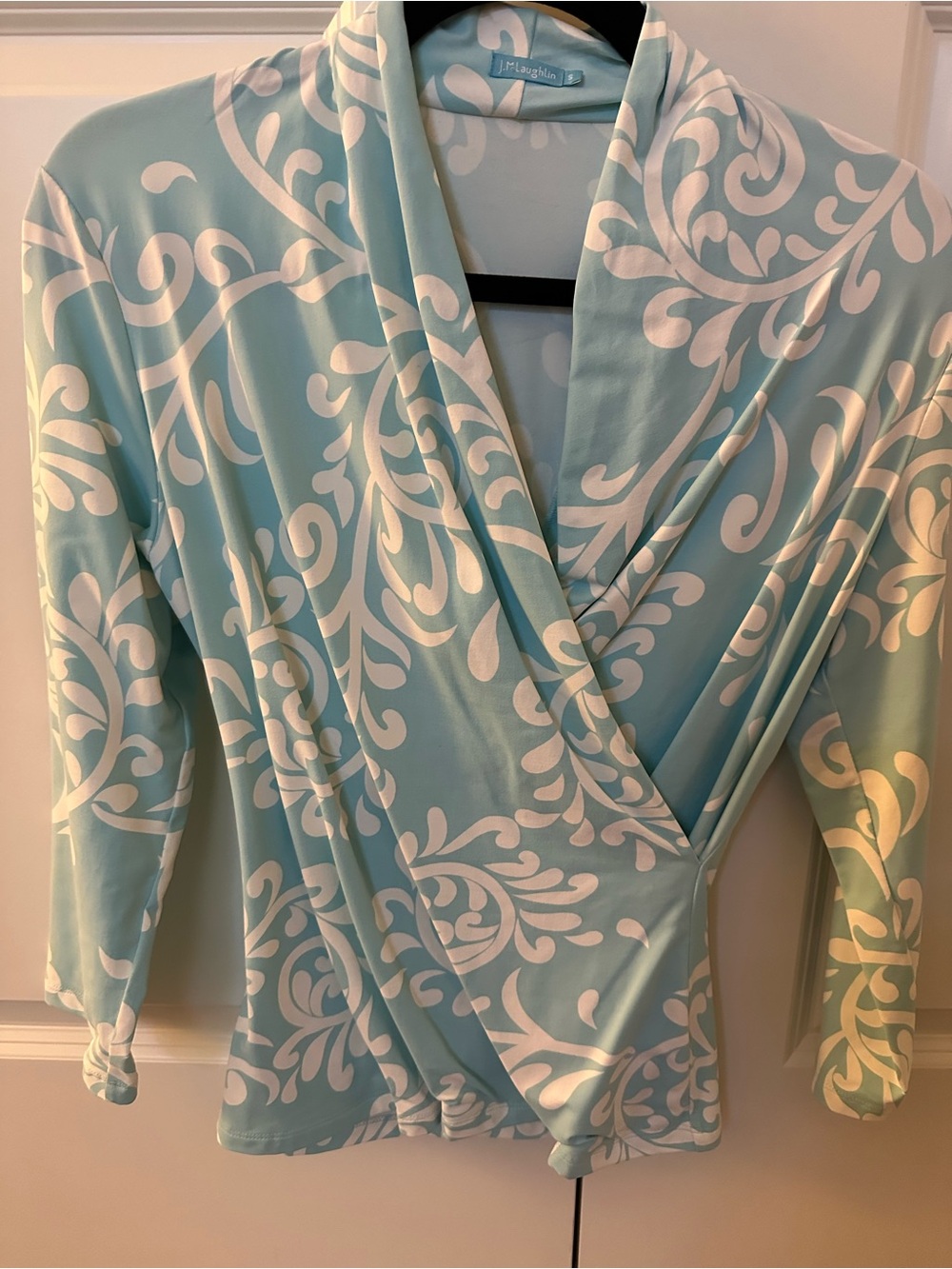 J. McLaughlin Catalina cloth aqua wrap shirt